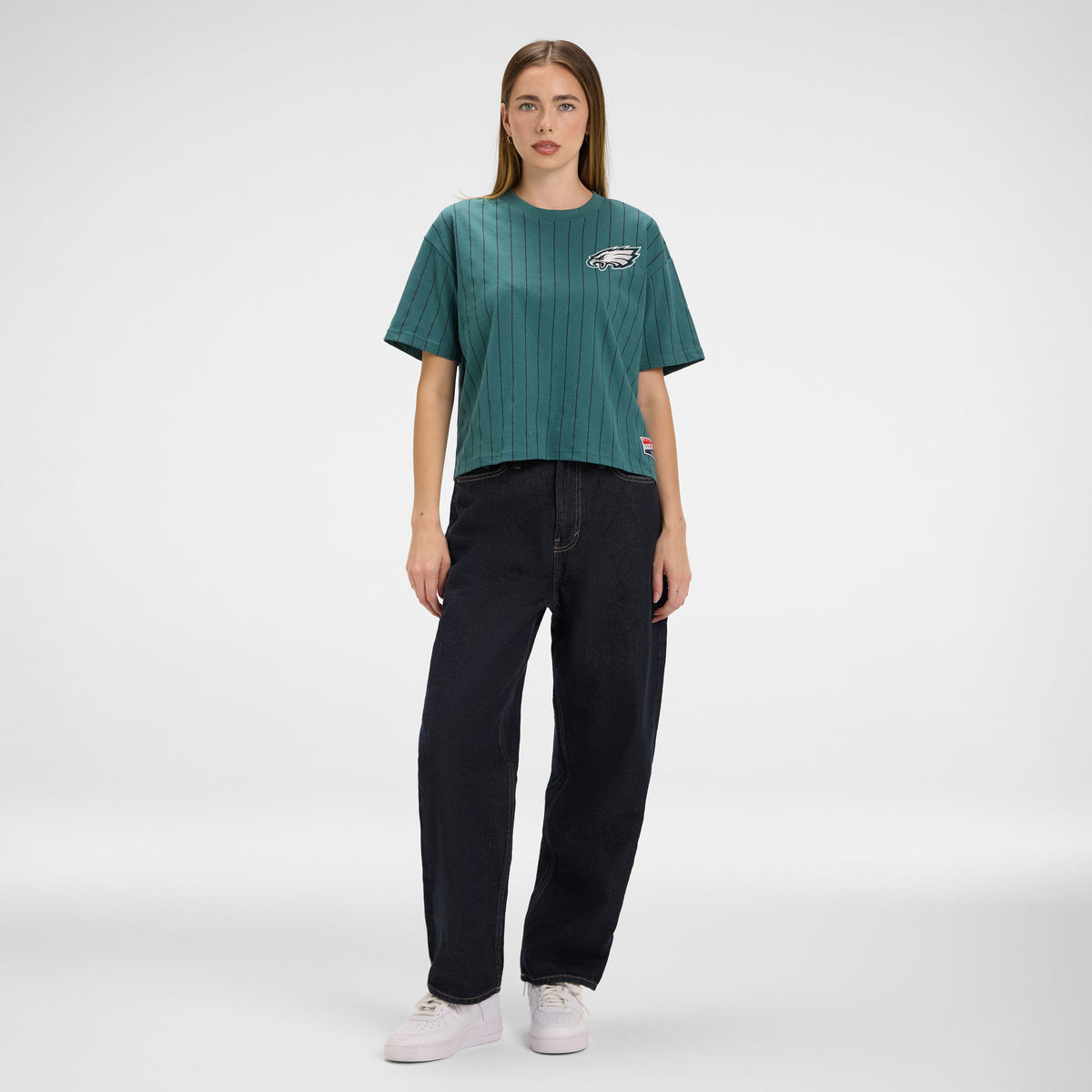 Pittsburgh Steelers Throwback Women's Cropped Pinstripe T-Shirt