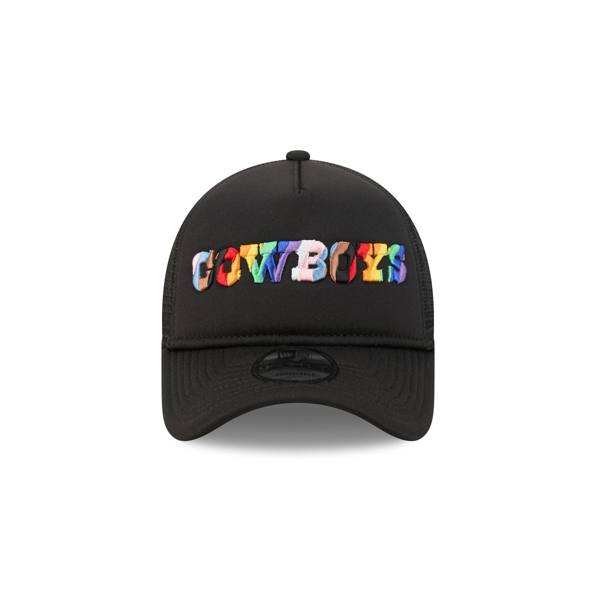 Dallas Cowboys Rainbow Wordmark 9FORTY A-Frame Trucker Hat