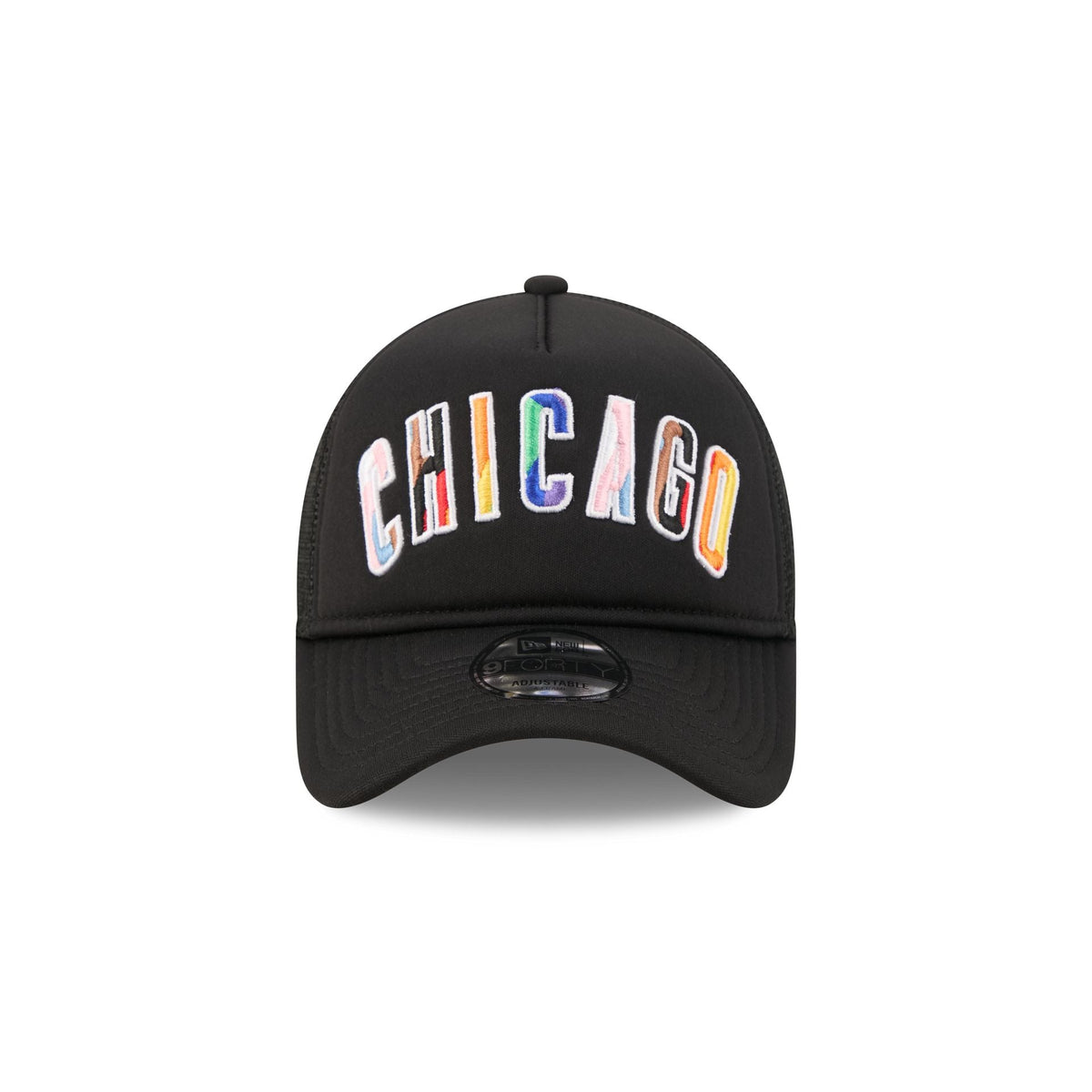 Chicago Cubs Rainbow Wordmark 9FORTY A-Frame Trucker Hat