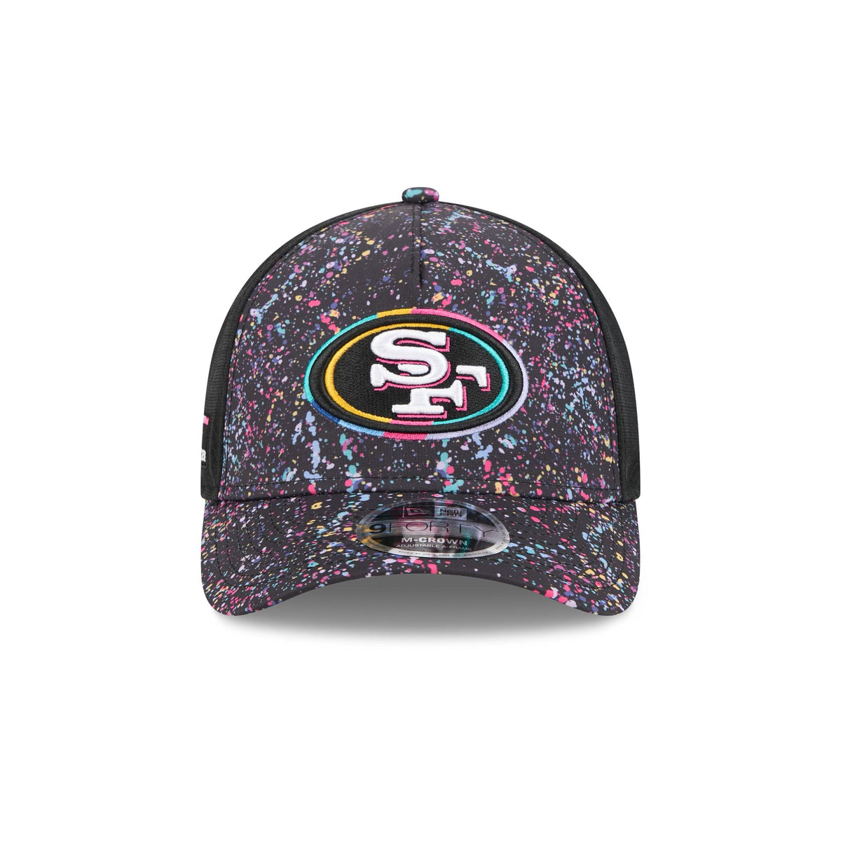 San Francisco 49ers 2025 Crucial Catch 9FORTY M-Crown A-Frame Trucker Hat