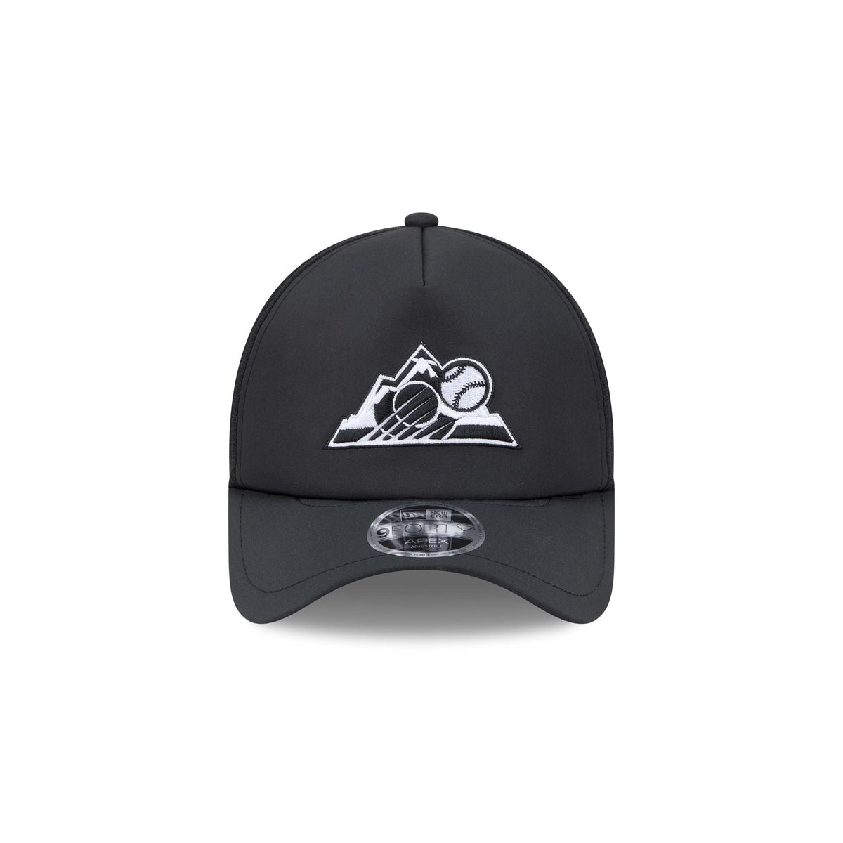 Colorado Rockies 2026 Batting Practice Alt Black 9FORTY APEX Trucker Hat