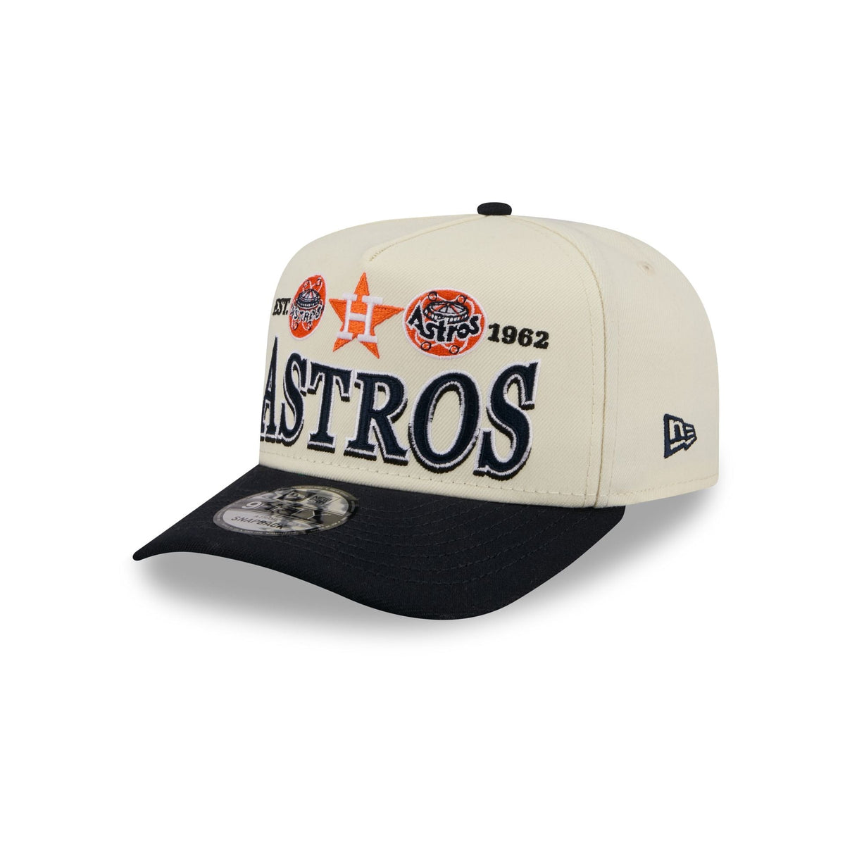 Houston Astros Three Hit Chrome White 9FIFTY A-Frame Snapback Hat
