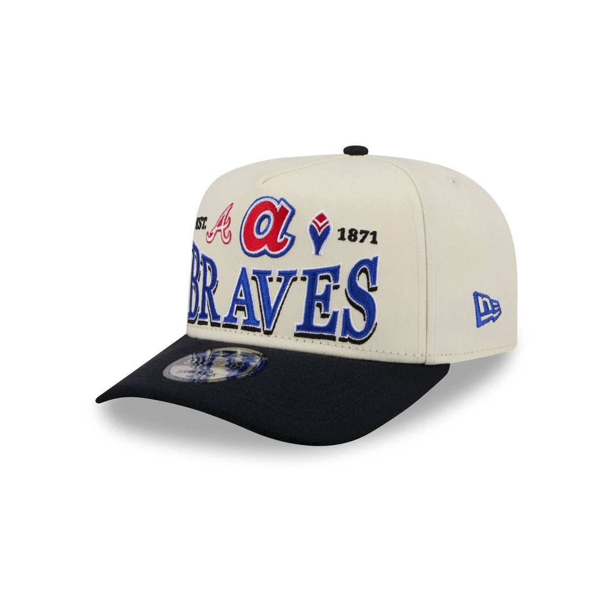 Atlanta Braves Three Hit Chrome White 9FIFTY A-Frame Snapback Hat