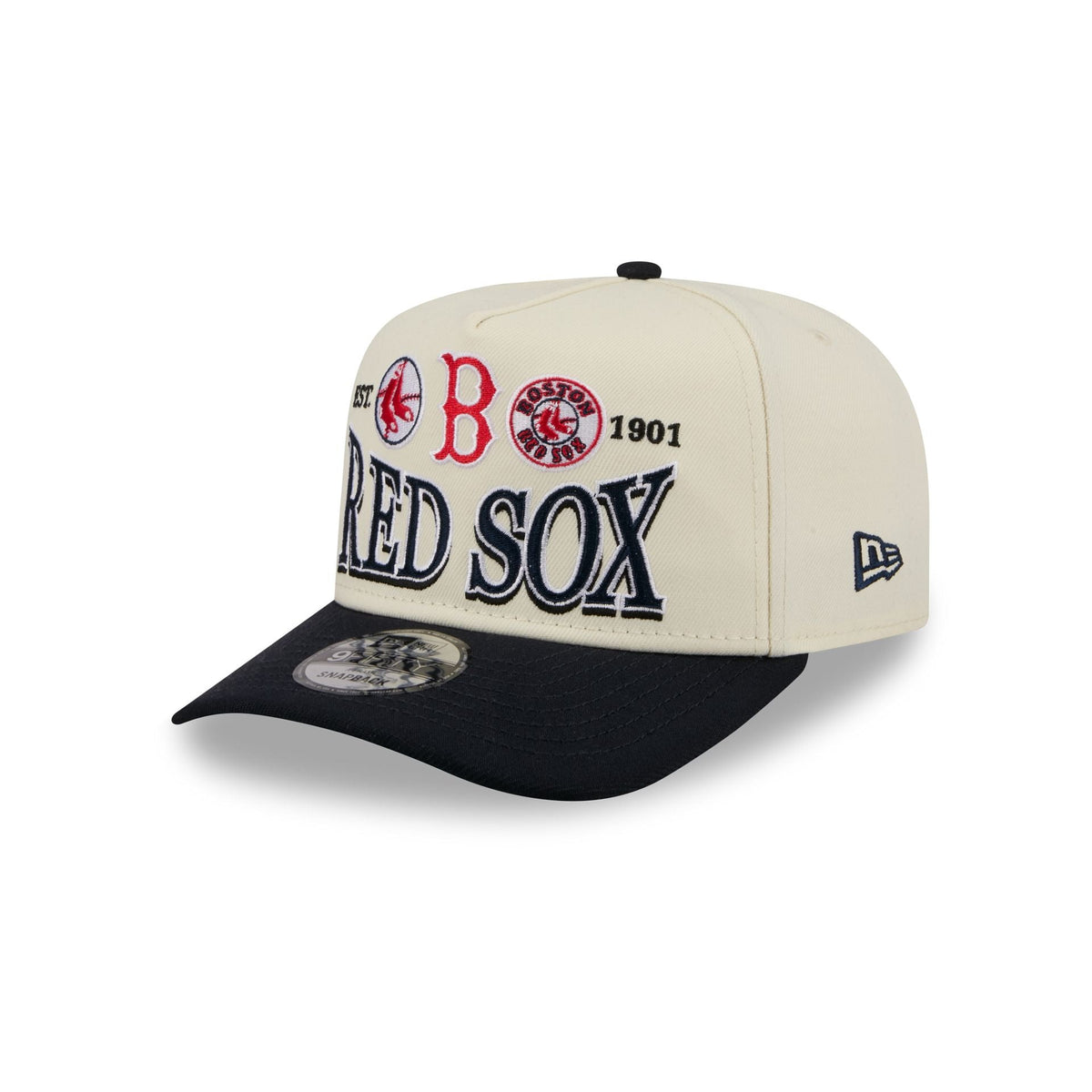 Boston Red Sox Three Hit Chrome White 9FIFTY A-Frame Snapback Hat