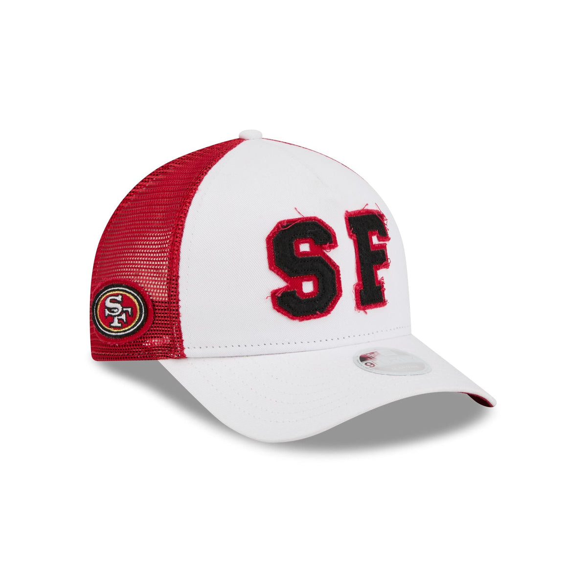 San Francisco 49ers Optic White Felt Logo Women's 9FORTY M-Crown A-Frame Trucker Hat