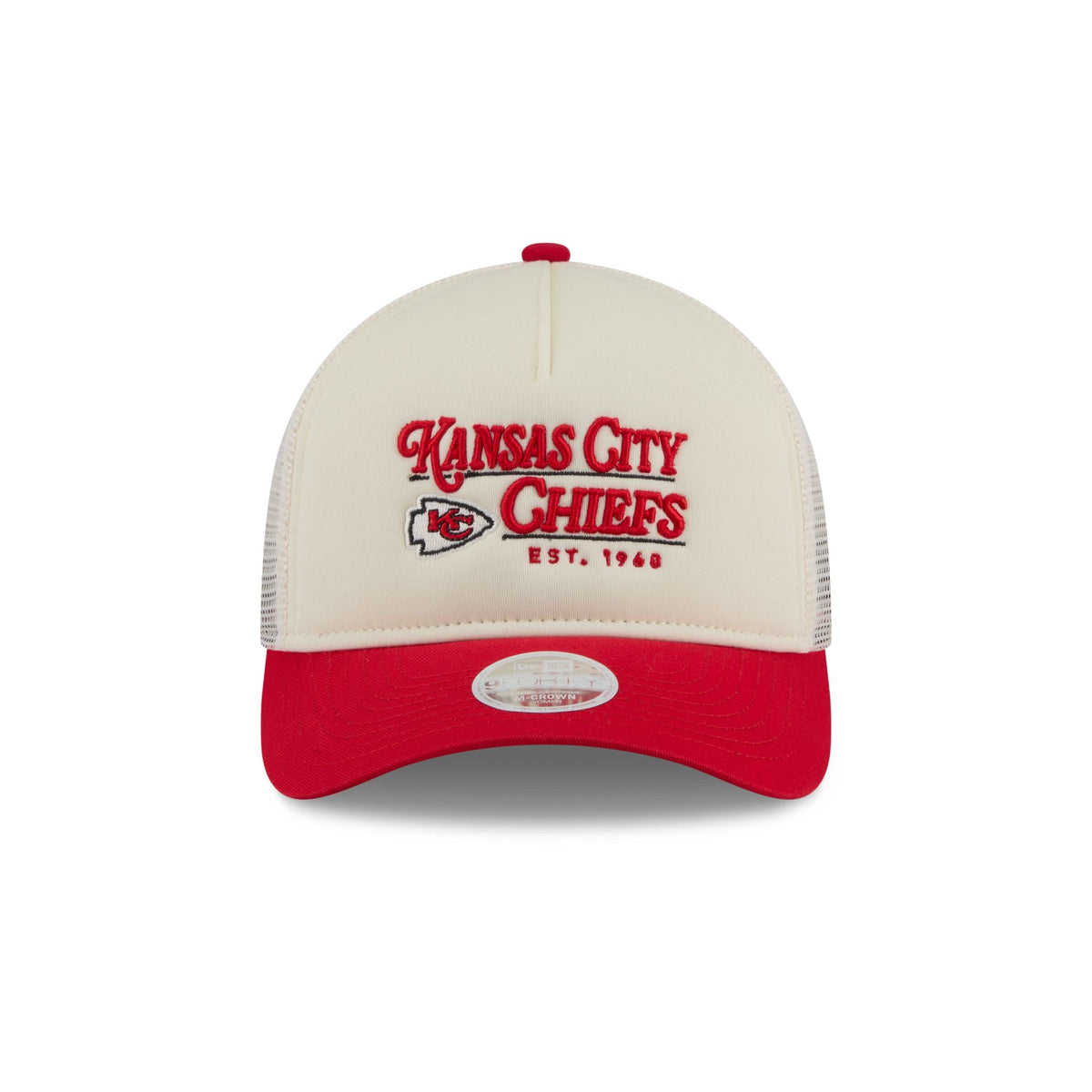 Kansas City Chiefs Retro Chrome Women's White 9FORTY M-Crown A-Frame Trucker Hat