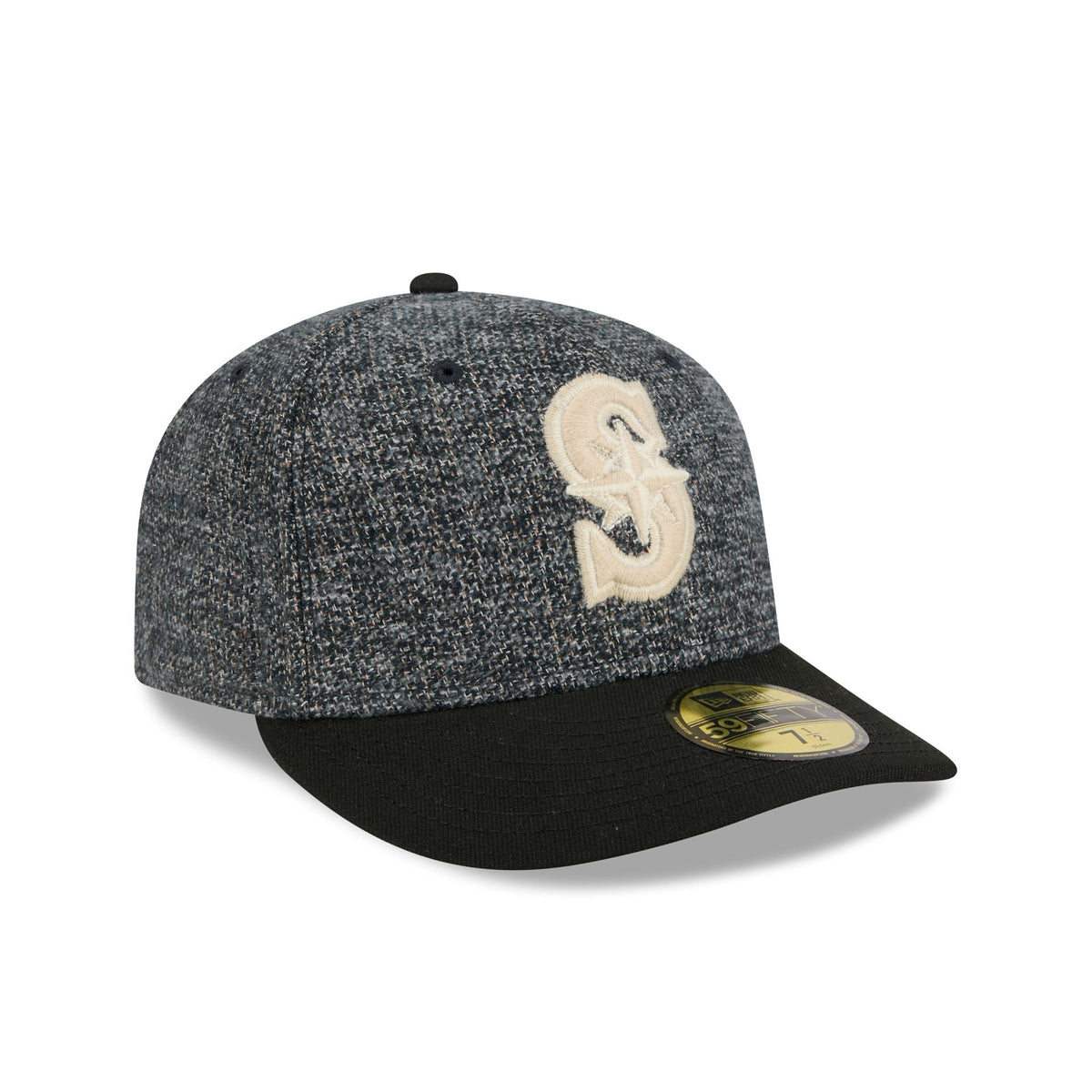 Seattle Mariners Three Looms Tweedy Cotton Black 59FIFTY Fitted Hat