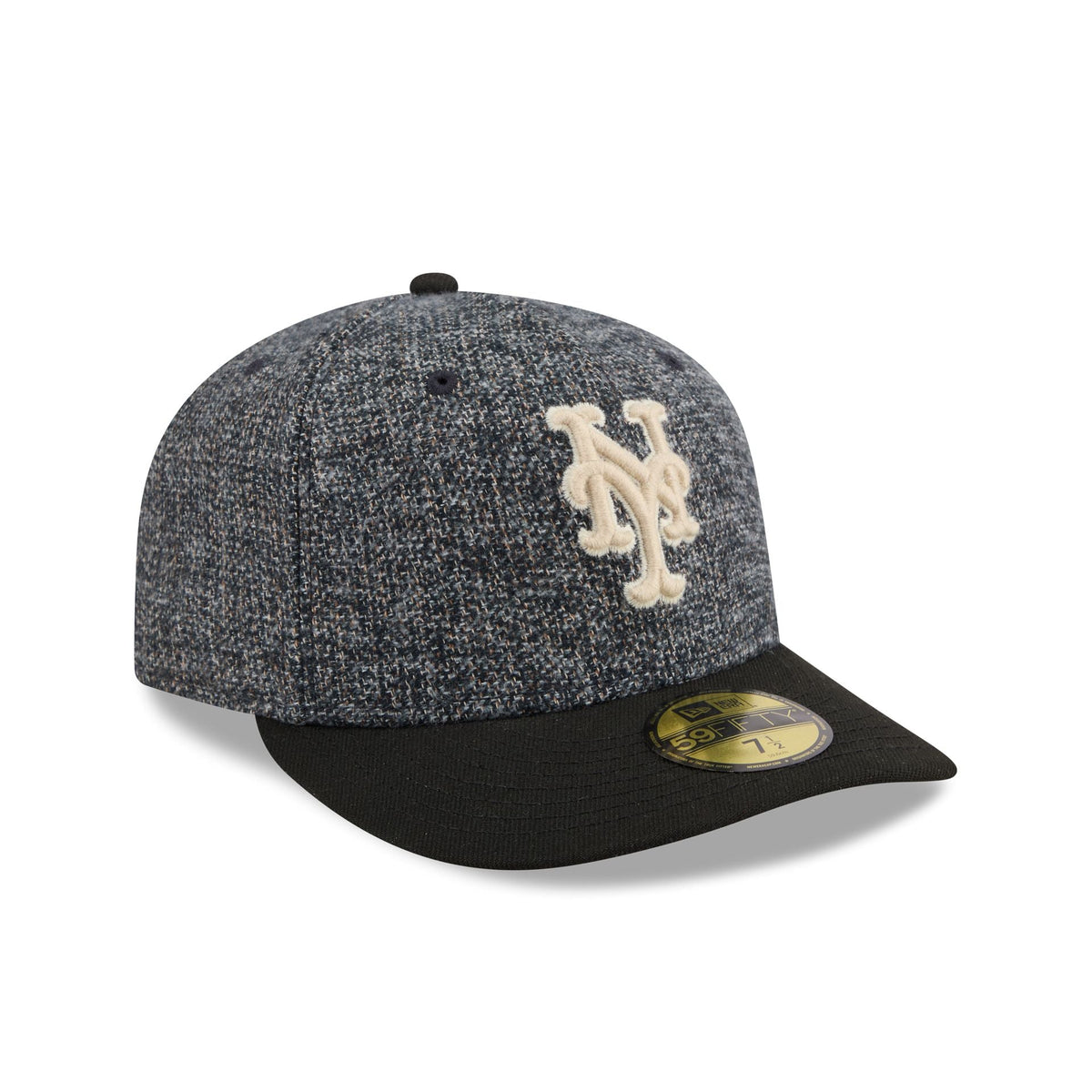 New York Mets Three Looms Tweedy Cotton Black 59FIFTY Fitted Hat