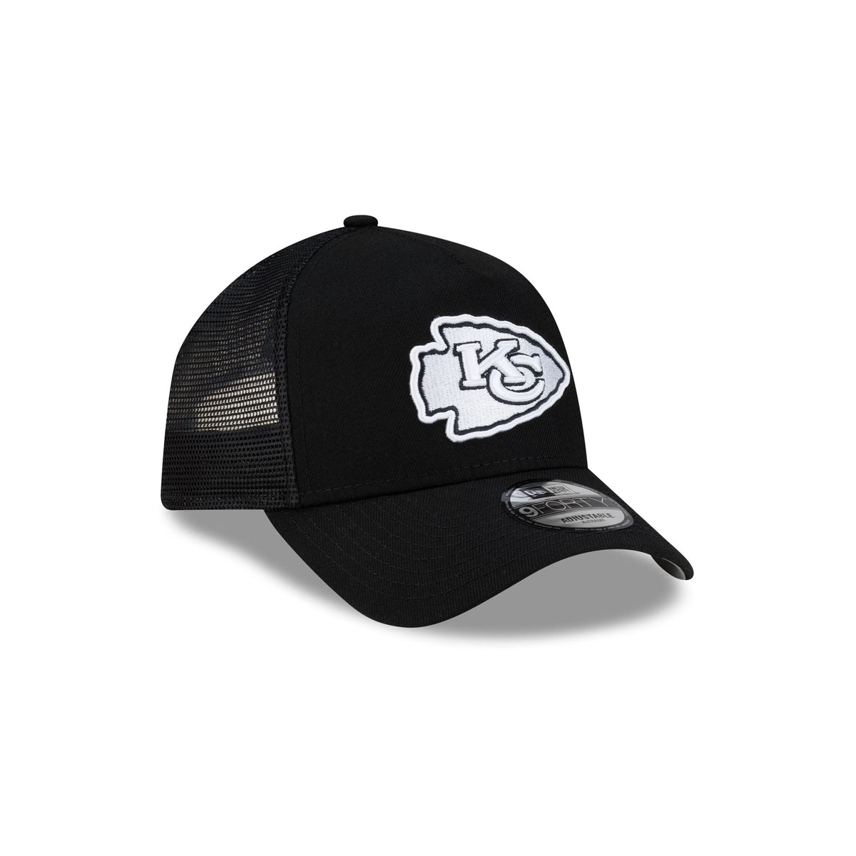 Kansas City Chiefs Side Script Black 9FORTY A-Frame Trucker Hat