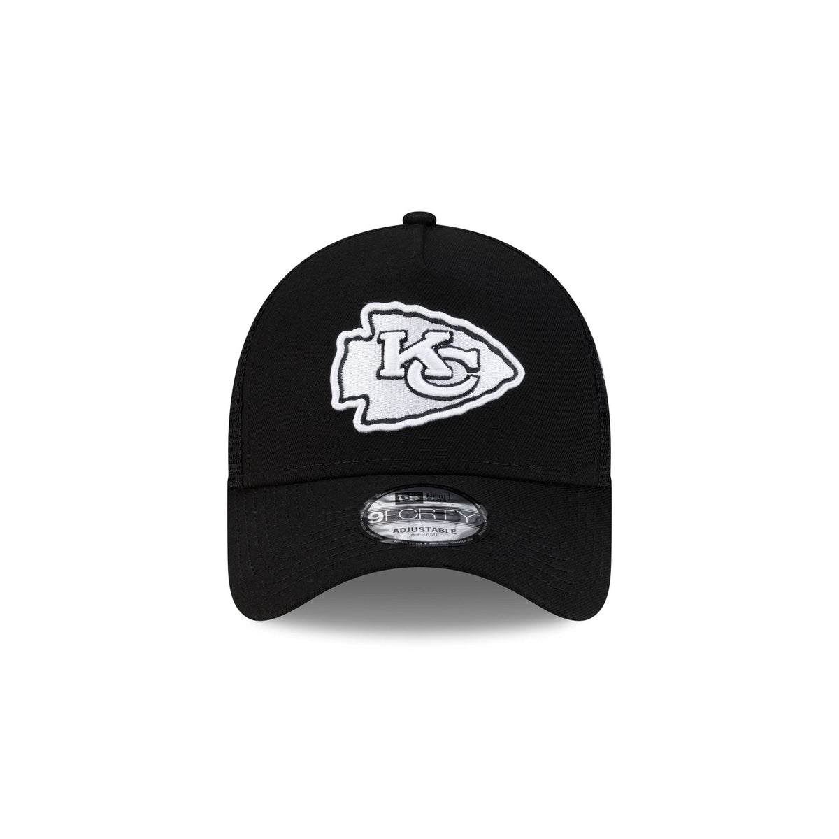 Kansas City Chiefs Side Script Black 9FORTY A-Frame Trucker Hat