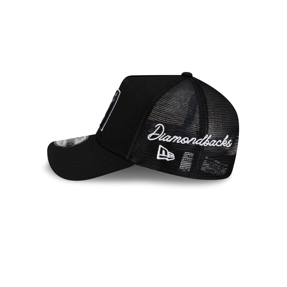 Arizona Diamondbacks Side Script Black 9FORTY A-Frame Trucker Hat