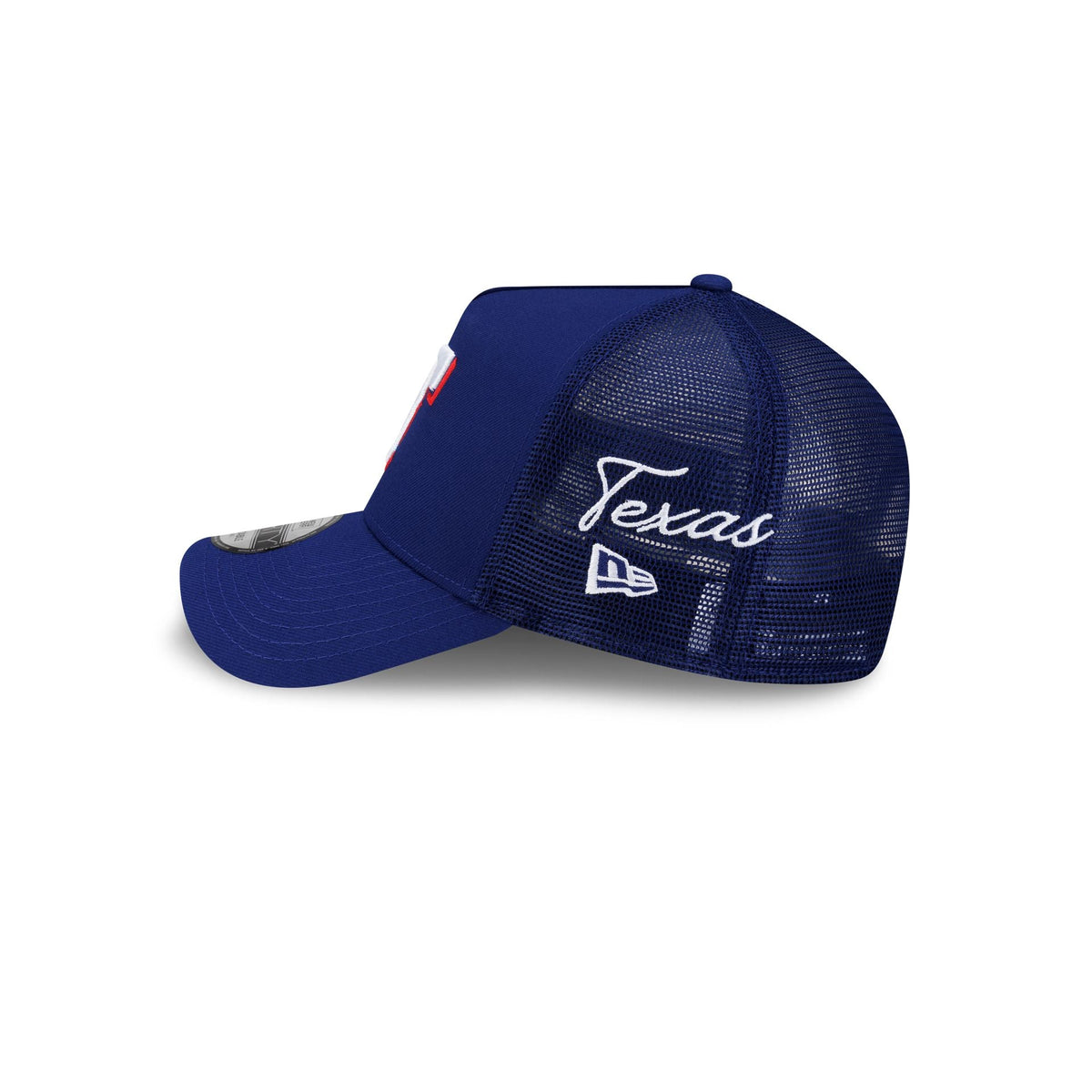 Texas Rangers Side Script 9FORTY A-Frame Trucker Hat