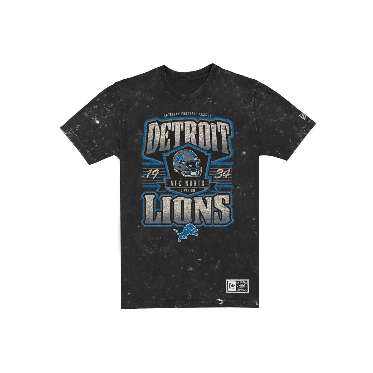 Detroit Lions Throwback Washed Graphic Black T-Shirt