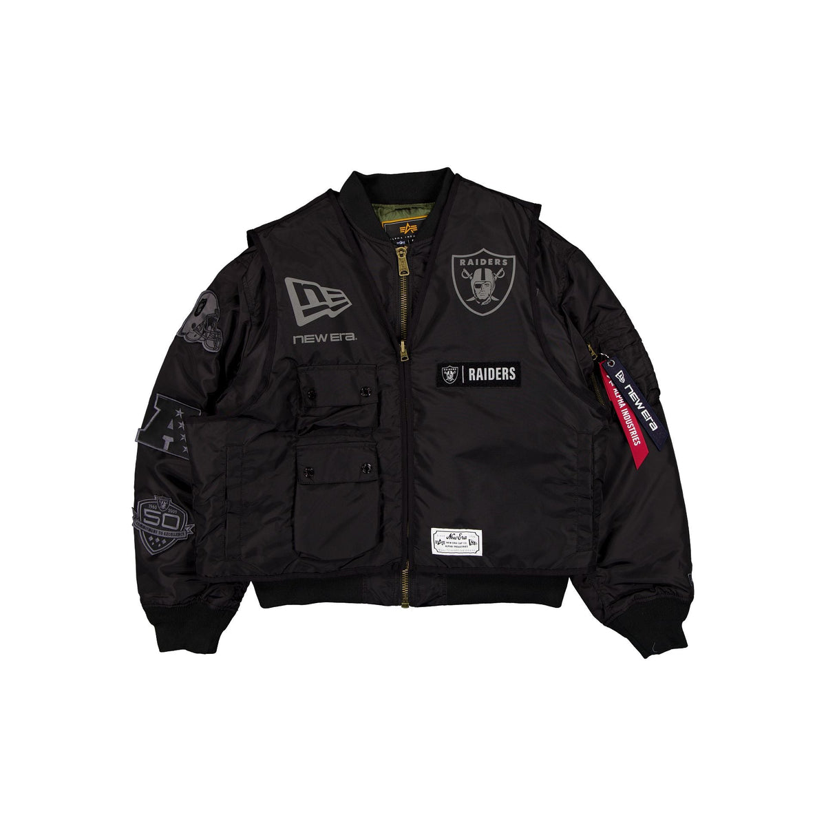 Alpha Industries x Las Vegas Raiders Black 2-in-1 MA-1 Flight Jacket + Vest