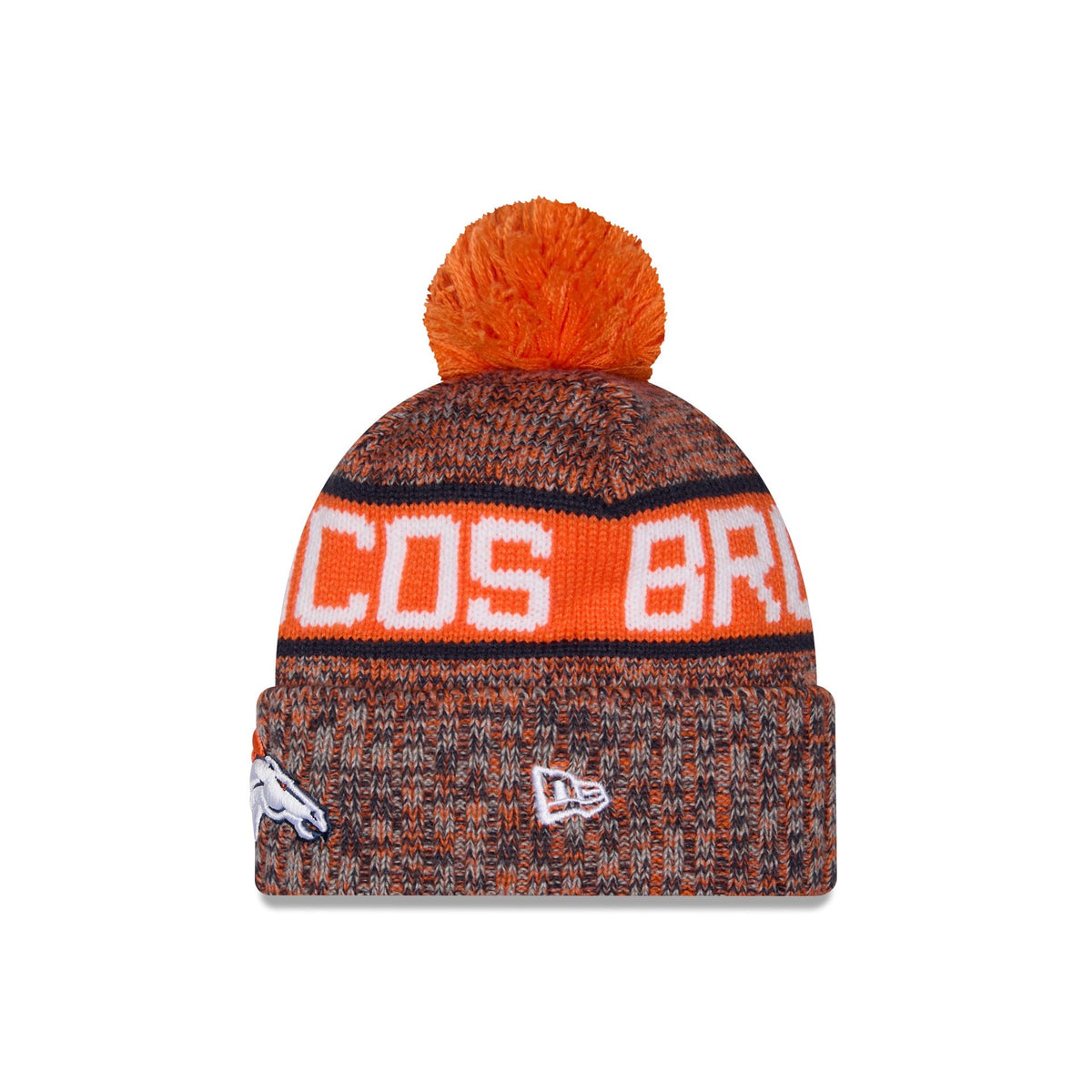 Denver Broncos Tri Color Pom Knit Hat
