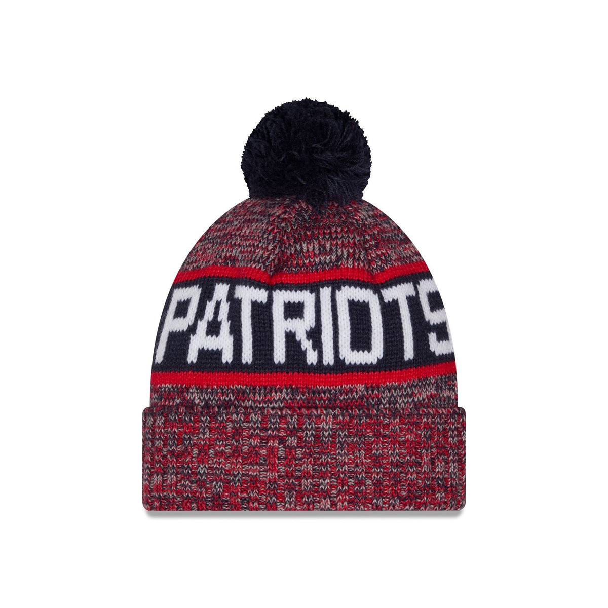 New England Patriots Tri Color Pom Knit Hat