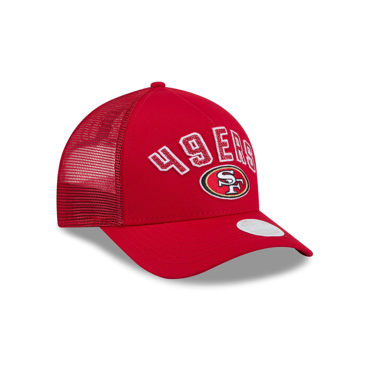 San Francisco 49ers Sequin Wordmark Women's 9FORTY M-Crown A-Frame Trucker Hat