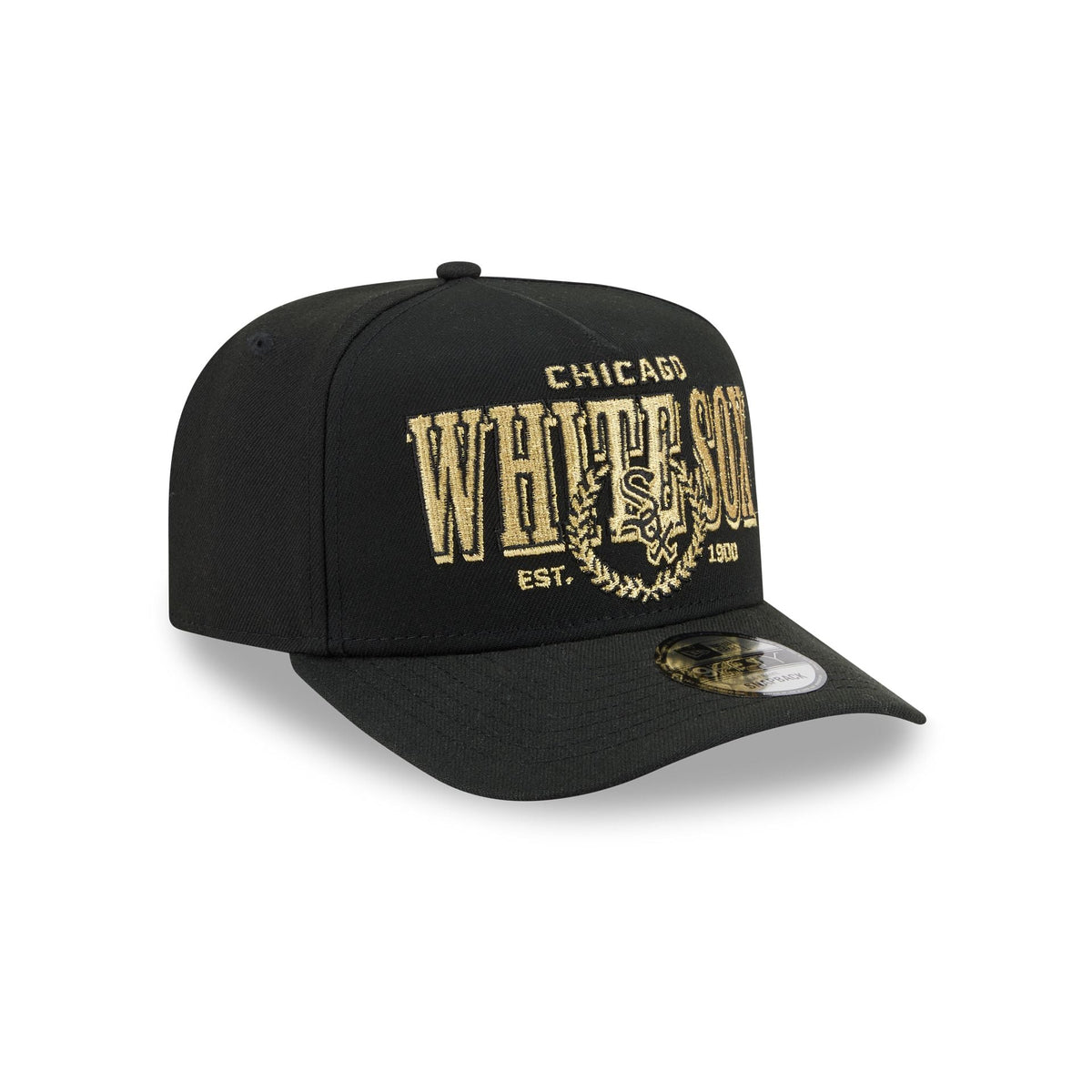 Chicago White Sox Gold Laurel Black 9FIFTY A-Frame Snapback Hat